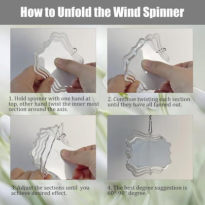 12 Pack 4inch Sublimation Wind Spinner Blanks 3D Aluminum Metal Wind Sculpture Kinetic Spinners for Yard Garden Indoor Art Sublimation Christmas Ornament Hanging Decoration (Photo Frame)