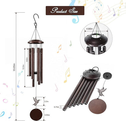 32 Inch Large Outdoor Wind Chimes, Deep Tone Copper Wind Chime for Outside, Soothing Melodic Sound, Decorative Wind Chimes for Garden, Patio, Yard, Memorial & Home Décor