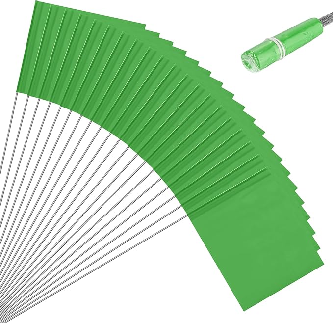 M METERXITY 20-Pack Blank Marking Flags, 15x5.1x4 Inch Waterproof Yard Flags Marking for Lawn/Garden/Irrigation/Landscape/Sprinkler/Survey/Dog Training/DIY [Green]