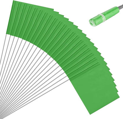 M METERXITY 20-Pack Blank Marking Flags, 15x5.1x4 Inch Waterproof Yard Flags Marking for Lawn/Garden/Irrigation/Landscape/Sprinkler/Survey/Dog Training/DIY [Green]