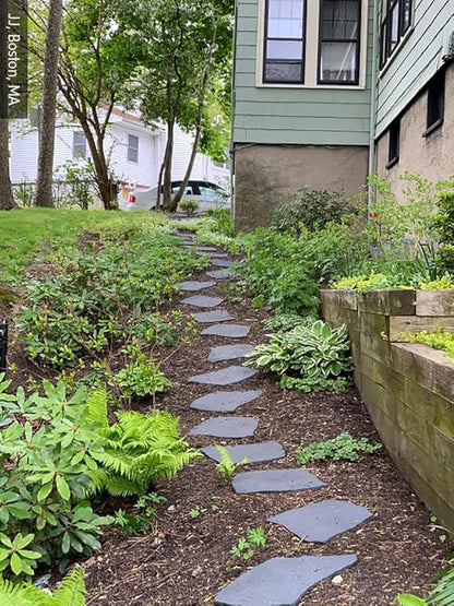 Gardener's Supply Company Flagstone Recycled Rubber Stepping Stone For Garden Walkway | Outdoor Patio Decor & Lawn Pathway Landscaping Stepping Blocks | Eco-Friendly Recycled Rubber - 17"W X 1/2 Thick