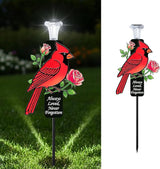 Solar Cardinal Memorial Stakes for Graves - Metal Cemetery Decorations with LED Light, Sympathy Gift for Loss of Mother Mom Grandma, Garden Grave Markers (Red Cardinal)
