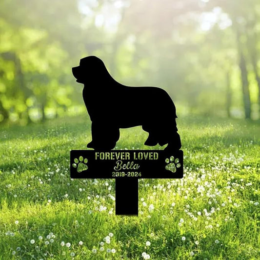 Custom Newfoundland Dog Metal Memorial Garden Stake Personalized Pet Grave Marker Name Sign Remembrance Stake Decor Sympathy Dog Loss,Outdoor Statues for Yard Garden Lawn Patio Pathway Grave.