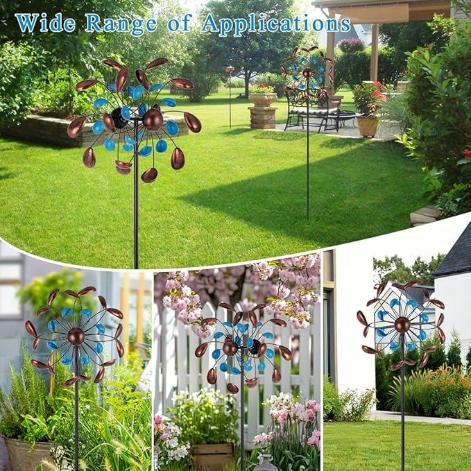Wind Spinner Outdoor, Wind Sculpture Spinner with Metal Stake, Yard Art Decor for Patio, Lawn & Garden 13 * 57 inches