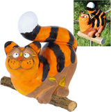 Ceramic Decoration for Garden and Yard | Outdoor Ornament with Stake | Happy Cat | GKW11
