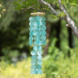 Wind Chimes for Outside - 31'' Handcrafted Turquoise Capiz Shells Windchime Coastal Style Decor for Indoor/Outdoors, Garden Decor, Great for Women, Wind Chimes Lovers and More
