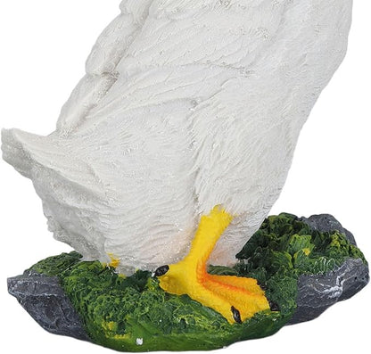 GLOGLOW Hand Painted Duck Garden Statue, Medium Size Decorative Outdoor Figurine for Yard Lawn Patio