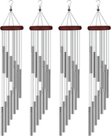 4 Pack Wind Chimes for Outside, Sympathy Wind Chimes Outdoor Clearance with 12 Aluminum Alloy Tubes and Hook, Memorial Windchime Gift Decoration for Home, Patio, Garden, Outdoor