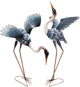 WONDER GARDEN Blue Heron Statue-Garden Statues for Outside - 2 Pack Crane Sculptures Statue, Metal Birds Yard Art for Pond, Patio, Outdoor, Porch Decor
