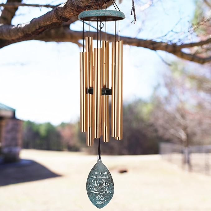 ASTARIN Wedding Gifts Wind Chime, Personalized Names & Date Wind Chimes Gifts for Couple 2026, Wedding Gift for Newlywed Bride Groom Husband Wife, Valentine’s Day Anniversary(Produced in USA)