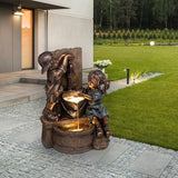 Boy and Girl Garden Statues Outdoor Ornament Sculptures Pressure Water Bath Drinking Figurines Decorations for Patio Yard Lawn Garden Gifts (Bath Bath Sculpture)