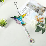 Hummingbird with Crystal Sun Catcher,Stained Glass Bird Suncatchers for Windows Hanging,Crystal Suncatcher Prism Hanging Ornament for Home Garden Party Decoration(Blue)