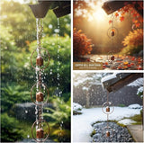 Metal Bell Rain Chain for Gutters, Rust Resistant Outdoor Rain Catcher, Perfect for Heavy Rain, Indoor/Outdoor Decoration, Dark Bronze Finish