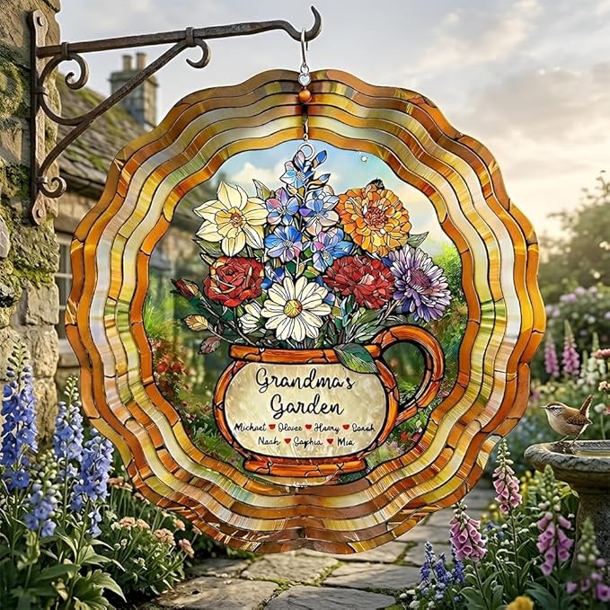 Personalized Mother's Day Wind Spinner for Mom Grandma, Mama Grandma Gifts Mothers Day Christmas, Floral Garden Decor Gift, Outdoor Yard Hanging Ornament 5