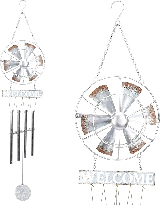 MUMTOP Wind Chimes for Outside, Metal Wind Chimes Outdoor with Wind Spinner and Welcome Sign for Home, Garden and Patio Decor
