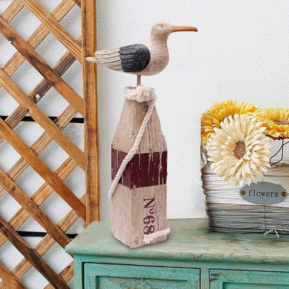 Seagull Figurine Sea Bird Statue Coastal Bird Figurines for Garden Resin Seagull Decor Seabird Decoration Birds Sculptures Yard Outdoor Indoor Nautical Decor Ocean Beach Home 15.5 Inch