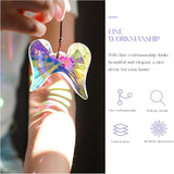 Window Hanging Crystal Angel Wing Prism Suncatcher AB Coating Ornament, Glass Angel Wing Sun Catchers Rainbow,Prism Crystals for Indoor Outdoor Garden Christmas Decor(76mm)
