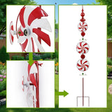 Red Candy Wind Spinner Mother's Day Outdoor Decorations,52 Inch Metal Wind Spinner Outdoor Decoration for Yard Art and Garden Lawn Ornaments，Outdoor Mother's Day Decorations Yard and Lawn Ornaments