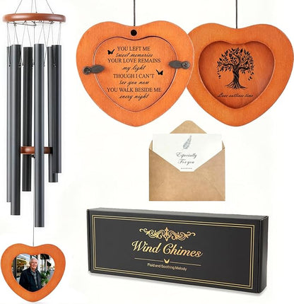 Photo-Holding Memorial Wind Chimes, Personalized Sympathy Gifts for Loss of Loved One, Memorial Gifts for Loss of Mom, Sympathy Wind Chimes for Mother, Father, Brother, Sister
