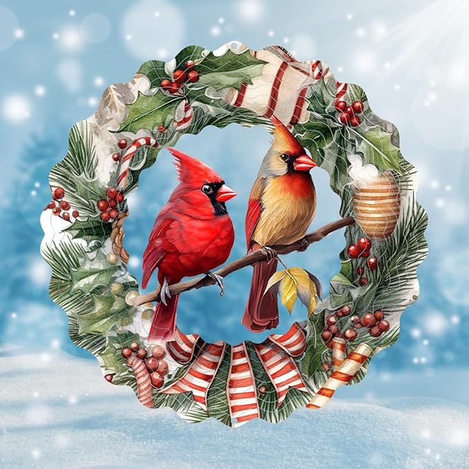 Christmas Wind Spinner Outdoor Garden Decor Hanging Ornament Worth Gift for Holiday Decoration Yard Patio Farm-Birds