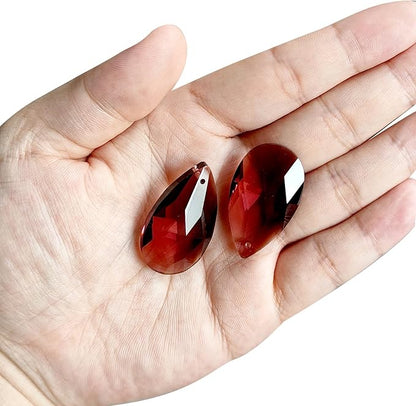PATIKIL K9 Crystal Pendants Teardrop Beads, 10 Pack 38mm Chandelier Prisms Parts Hanging Beads DIY Lamp for Arts Crafts Decoration, Dark Green