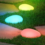 Solar Small Garden Lights Outdoor Glow Cobblestone Shape Lamp Garden Decor Waterproof Landscape Night Lights for Garden Paths, Stairs, Lawns, Patios, Yard, 4 Pack (Color Light)
