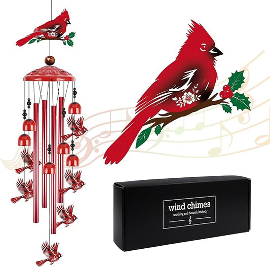Romart Cardinal Wind Chimes for Outside, 35'' Metal Memorial Windchimes in Memory of a Loved One, Sympathy Gifts for Loss of Loved One, Red Cardinal Gifts for Women Mother Mom Grandma