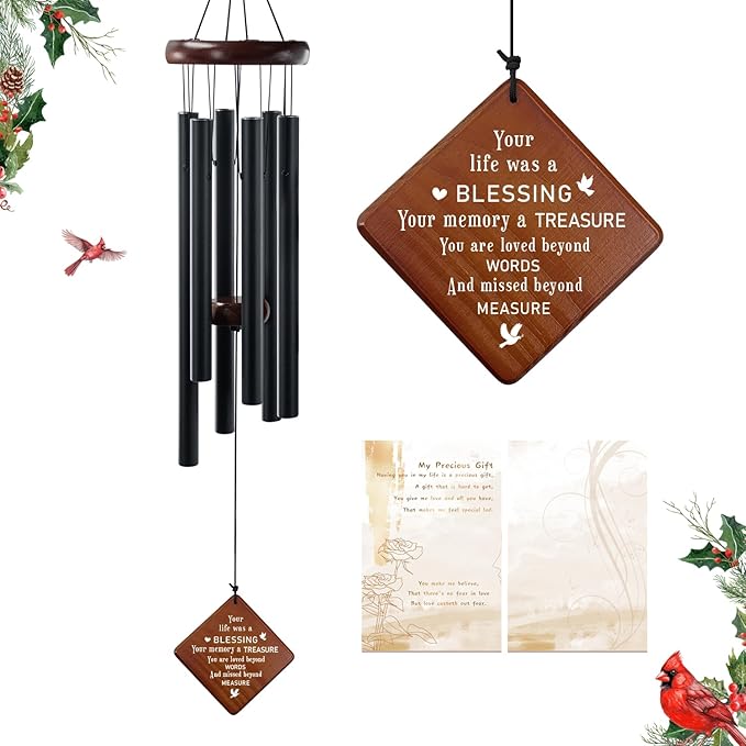 Memorial Wind Chimes for Grieving Hearts – 36" Sympathy Gift for Loss of Mom, Dad, Brother & Loved Ones | Hand-Tuned Soothing Tones, Durable Outdoor Decor for Garden, Patio, or Remembrance Space