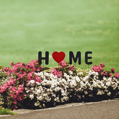 Metal Home Letter Yard Sign Welcome Garden Decor, Home Word Yard Art Stake Metal Plant Pick Letter Stick for Plant Pot Flower Bed Indoor Outdoor Patio Lawn Spring Decor (Home)