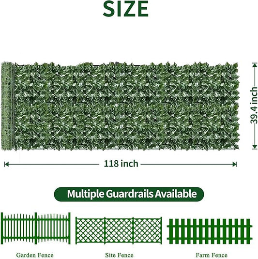 Artificial Ivy Privacy Fence Screen,39.4" X 118" UV-Anti Fake Leaves Plant Vine,Privacy Hedges Wall for Indoor Outdoor Garden Backyard Decor
