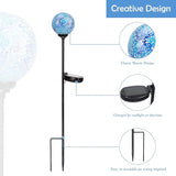 Afirst Solar Lights Outdoor Decorative Mosaic Gazing Ball Garden Stakes Decorative Lights Waterproof Glass Ball LED Pathway Stake Light for Pathway Yard Lawn Decoration Blue