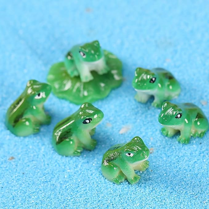 Exasinine 30 Pcs Resin Mini Frogs Green Frog Miniature Figurines Animals Model Fairy Garden Miniature Moss Landscape DIY Terrarium Crafts Ornament Accessories for Home Décor(A)