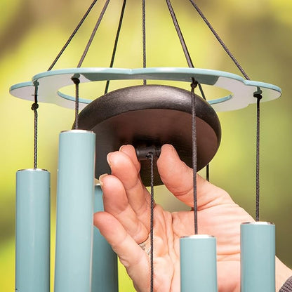 Evergreen Hand Tuned Memorial Wind Chime for Outside | in Memory of a Life| Scale of A | Deep Tone | Powder-Coated Metal | Blue | 30-Inches Tall | Sympathy Gift for Home Garden Decoration