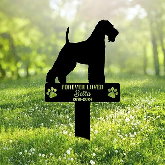 Custom Welsh Terrier Dog Metal Memorial Garden Stake Personalized Pet Grave Marker Name Sign Remembrance Stake Decor,Memorial Statue Sign for Garden Outdoor Outside Yard Decor Sympathy Dog Loss.