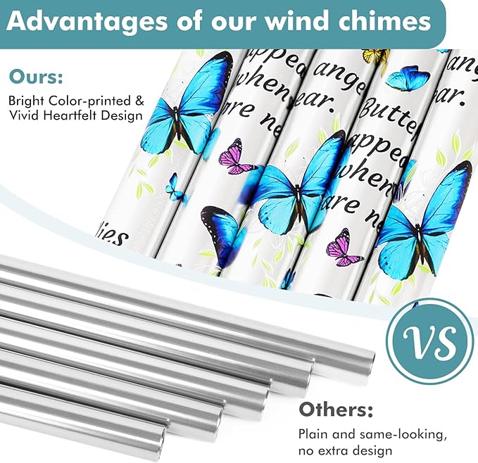 Memorial Wind Chimes Sympathy Gift - Windchimes in Loving Memory of Loved One, Bereavement Gifts for Loss of Mom/Dad, Condolences Grief Remembrance Funeral Grieving, Butterfly