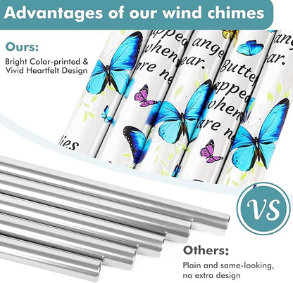 Memorial Wind Chimes Sympathy Gift - Windchimes in Loving Memory of Loved One, Bereavement Gifts for Loss of Mom/Dad, Condolences Grief Remembrance Funeral Grieving, Butterfly