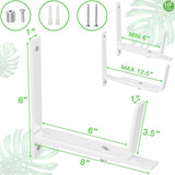 HFHOME 6 PCS Adjustable Planter Box Brackets (6 to 12.5 in), Universal Window Box Brackets, Heavy Duty Metal Flower Box Wall Mounting Hooks for Balcony, Fences, Patio, and Garden - White
