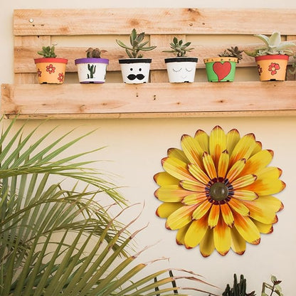YEAHOME 16'' Metal Flower Wall Decor - Sunflower Wall Art Decorations Hanging for Bedroom, Living Room, Bathroom Boho Office