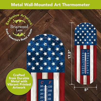 Briarwood Lane Wooden Flag Metal Thermometer