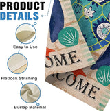 Dyrenson Home Decorative Welcome Quote Outdoor Turtle Beach Garden Flag Double Sided, Tropical Ocean House Yard Flag, Rustic Coastal Garden Yard Nautical Sea Decorations, Seasonal Outdoor Flag 12 x 18