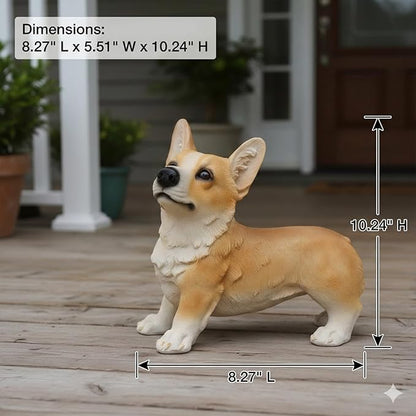 Brown Corgi Statues Outdoor Decorative, Dog Memorial Statue for Yard Lawn Patio Porch, Garden Pet Grave Marker Figures,