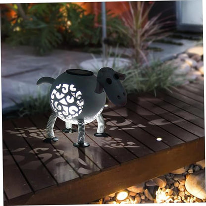 Solar Garden Statues Sheep Solar Lights Wrought Iron IP44 Waterproof Sheep Figurines Garden Decor Metal Sculptures Lights for Car 10x7 Inch