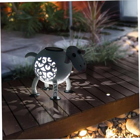 Solar Garden Statues Sheep Solar Lights Wrought Iron IP44 Waterproof Sheep Figurines Garden Decor Metal Sculptures Lights for Car 10x7 Inch
