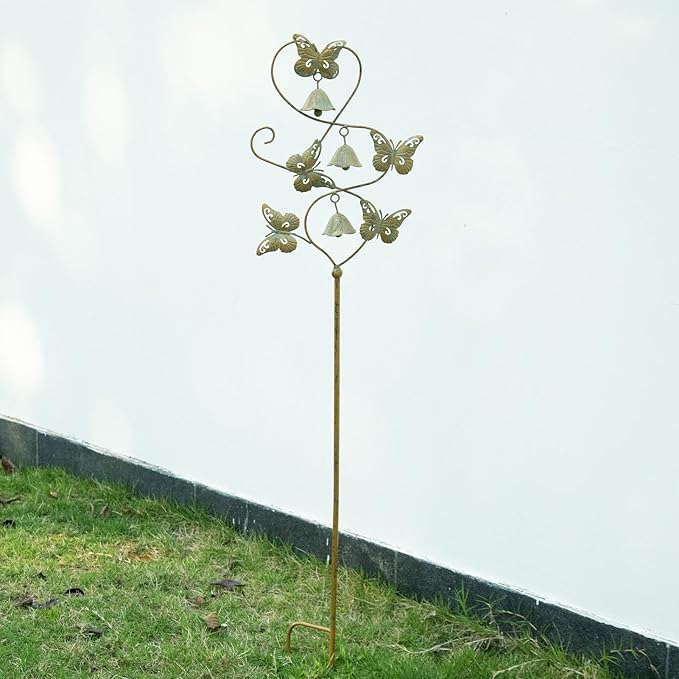 Butterflies Garden Stakes with Bells - Decorative Outdoor Yard Art, Decorative Garden Stakes for Outside Garden, Patio, Flower Bed, Pathway.