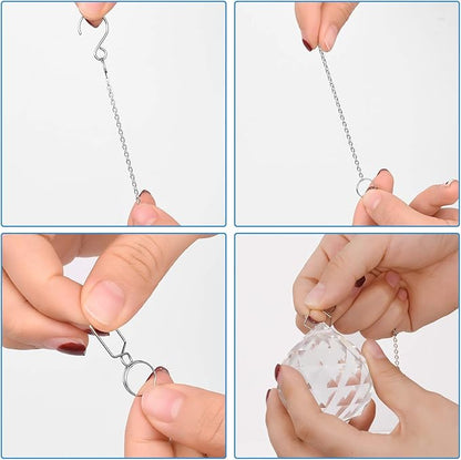 MerryNine 10pcs Sun Shine Catcher Chains for Pendant Prisms, 18.11 inch Prismatic Ball Suspension Chain with Hook for Crystal Prism Decoration DIY Crystal Decoration (10PCS)