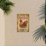 Chicken Tin Signs Farm Fresh Eggs Sign Vintage Country Chicken Hen Rooster Tin Signs Store Market Country Farm Barn Outdoor Wall Decor 8x12 Inch