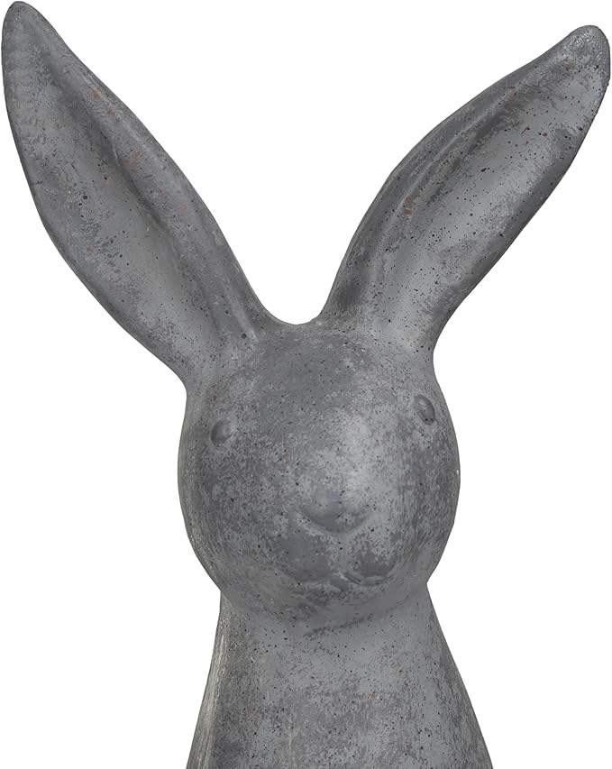 Deco 79 Polystone Rabbit Decorative Garden Sculpture Indoor Outdoor Garden Statue, Outdoor Sculpture 7" x 8" x 20", Gray