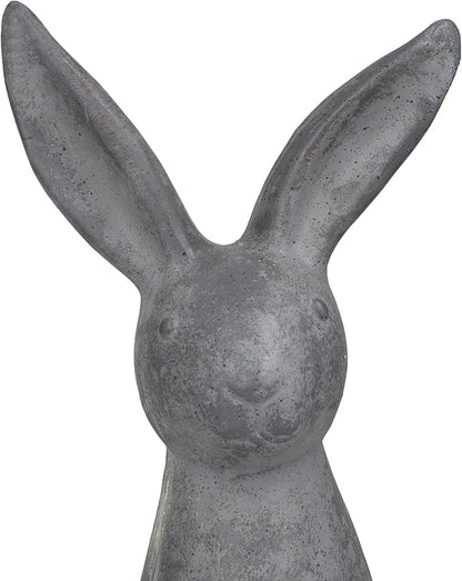 Deco 79 Polystone Rabbit Decorative Garden Sculpture Indoor Outdoor Garden Statue, Outdoor Sculpture 7" x 8" x 20", Gray