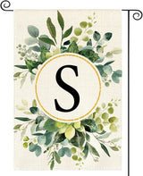 AVOIN colorlife Monogram Letter S Floral Garden Flag 12x18 Inch Double Sided Outside, Family Last Name Initial Yard Outdoor Decoration
