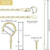 Hotop 8 Pcs Metal Hanging Chains with Ceiling Hooks, Garden Plant Hangers for Hanging Bird Feeders, Billboards, Chalkboards, Basket, Planters, Lanterns, Wind Chimes, Chain Hook DIY(12 Inch,Gold)